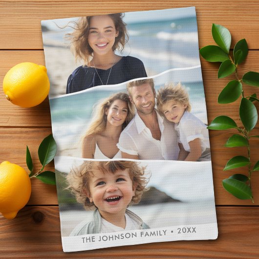 3 Uneven FotoCollage - Funky Quadrilateral Art Geschirrtuch