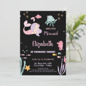 3. Unsere kleine Meerjungfrau zum Geburtstag Einladung (Stehend Vorderseite)