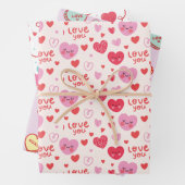 3 Unterschiedliches Muster für Hübsch rosa rote He Geschenkpapier Set (Beispiel)