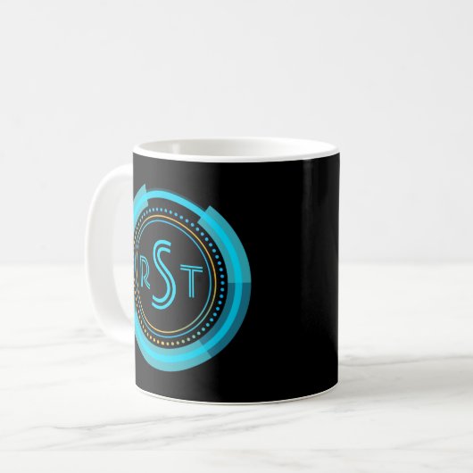 3 Ursprünglicher monogramm Letter Futuristic Tech Kaffeetasse (Vorderseite Links)