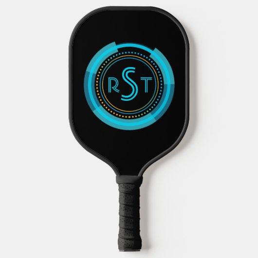3 Ursprünglicher monogramm Letter Futuristic Tech Pickleball Schläger (Vorderseite)
