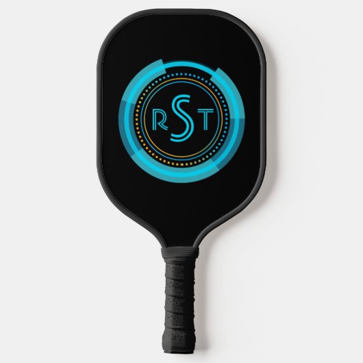3 Ursprünglicher monogramm Letter Futuristic Tech Pickleball Schläger (Rückseite)