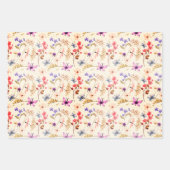 3 Variationen Wildblume nahtlose Muster Geschenkpapier Set (Vorderseite 2)