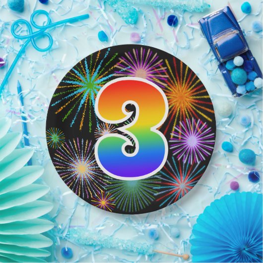 3. Veranstaltung - Spaß, farbenfroh, kühl, Regenbo Pappteller (Party)