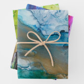 3 Verschiedene alkoholfarbene Bilder Geschenkpapier Set (Beispiel)