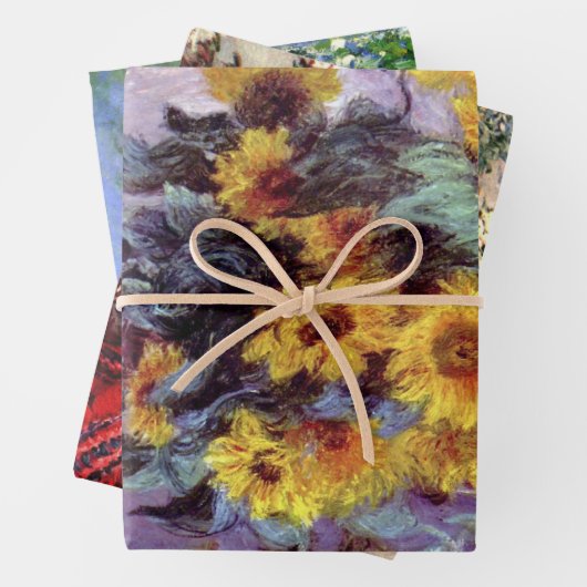3 Verschiedene Blume Gemälde von Claude Monet Wrap Geschenkpapier Set (Beispiel)
