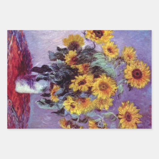 3 Verschiedene Blume Gemälde von Claude Monet Wrap Geschenkpapier Set (Vorderseite)