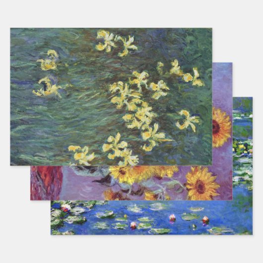 3 Verschiedene Blume von Claude Monet Geschenkpapier Set (Set)
