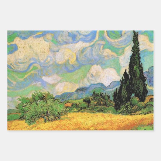 3 verschiedene Landschaftsdesigns von Vincent van Geschenkpapier Set (Vorderseite)