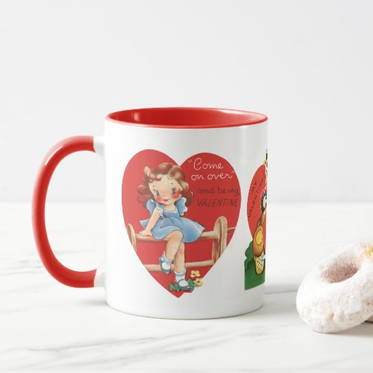 3 Verschiedene Niedliche Vintage Valentintagsherze Tasse (Mit Donut)