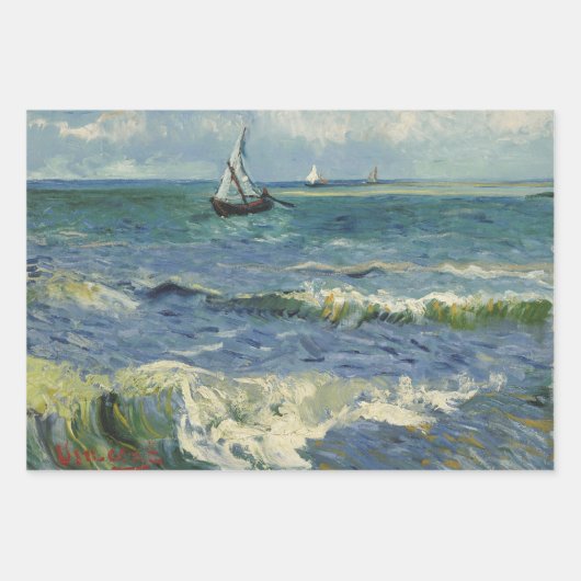 3 verschiedene Seascape-Bilder von Vincent van Gog Geschenkpapier Set (Vorderseite 3)