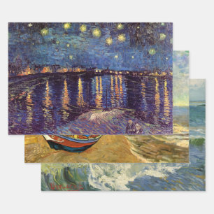3 verschiedene Seestücke von Vincent van Gogh Geschenkpapier Set