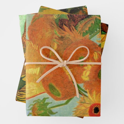 3 verschiedene Sonnenblumen Blume von Vincent van Geschenkpapier Set (Beispiel)