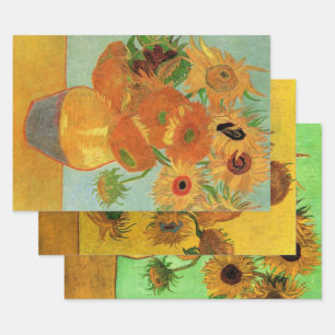 3 verschiedene Sonnenblumen-Blumen von Vincent van Geschenkpapier Set