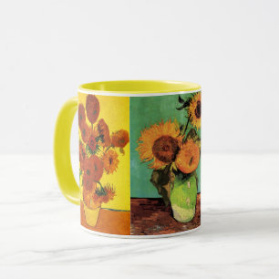 3 verschiedene Vintage Gemälde von Van Gogh Sonnen Tasse