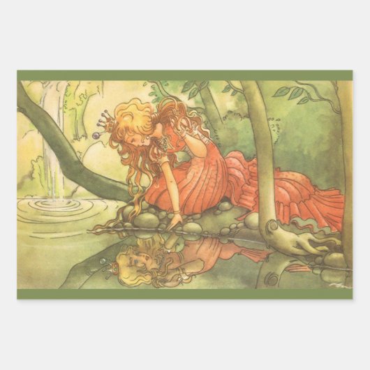 3 verschiedene Vintage Märchen Geschenkpapier Set (Vorderseite)