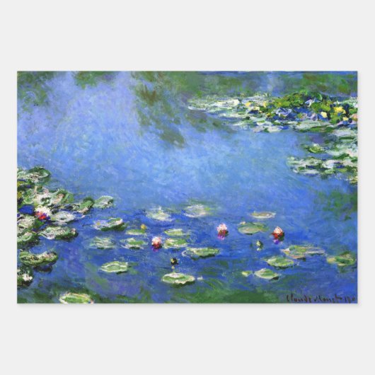 3 verschiedene Wasserlilien Blume von Claude Monet Geschenkpapier Set (Vorderseite)