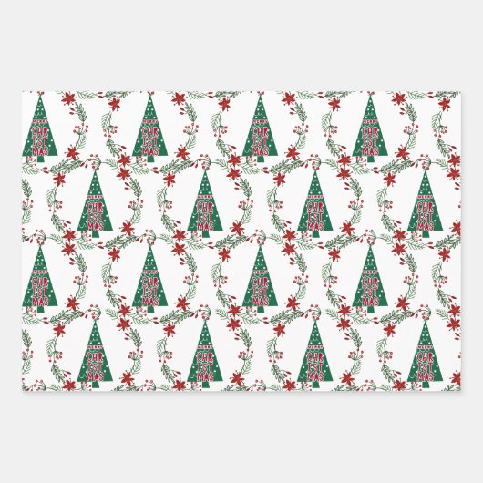 3 Verschiedene Weihnachtswintermuster Geschenkpapier Set (Vorderseite)