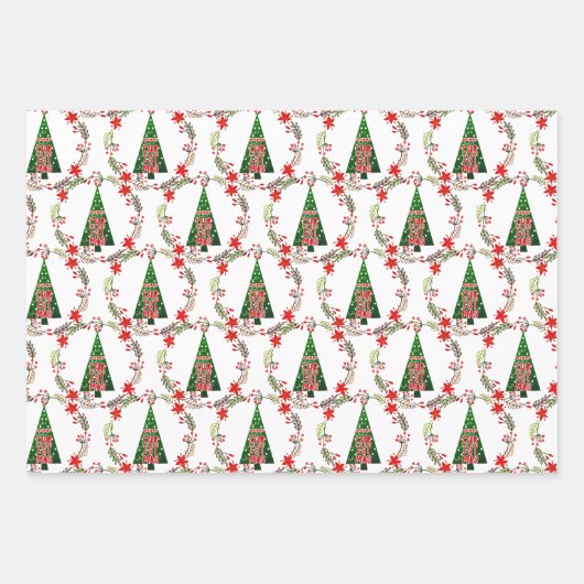 3 Verschiedene Weihnachtswintermuster Geschenkpapier Set (Vorderseite)