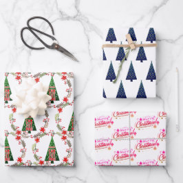 3 Verschiedene Weihnachtswintermuster Geschenkpapier Set