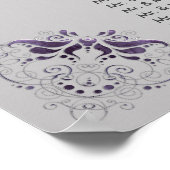 3. Verzierte Lila Silber-Wirbel Sitzkarte Poster (Ecke)