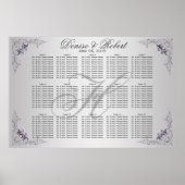 3. Verzierte Lila Silber-Wirbel Sitzkarte Poster (Vorne)