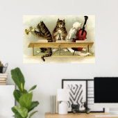 3 Vintage adorable Musikkatzen drucken Poster (Heimbüro)