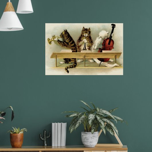 3 Vintage adorable Musikkatzen drucken Poster (Wohnzimmer 1)