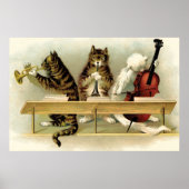 3 Vintage adorable Musikkatzen drucken Poster (Vorne)