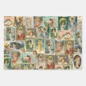 3 Vintage Christmas Angel Wrap Sheets Geschenkpapier Set (Vorderseite 2)
