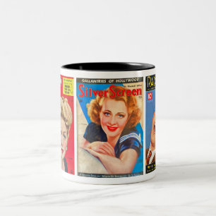 3 VINTAGE HOLLYWOOD MAGAZINE ZWEIFARBIGE TASSE