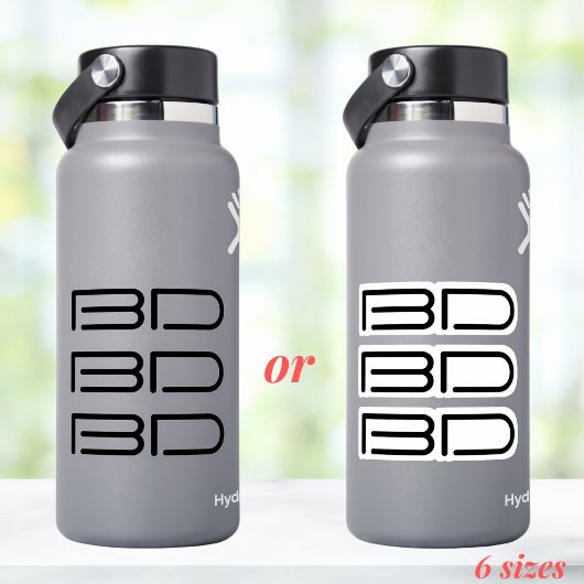 3 Vinyl Black Monogram Logo Business Water Flasche Aufkleber