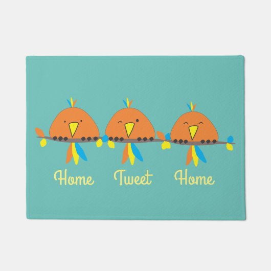3 Vögel auf einer Wire Zuhause Getweetet Zuhause Fußmatte (Vorderseite)