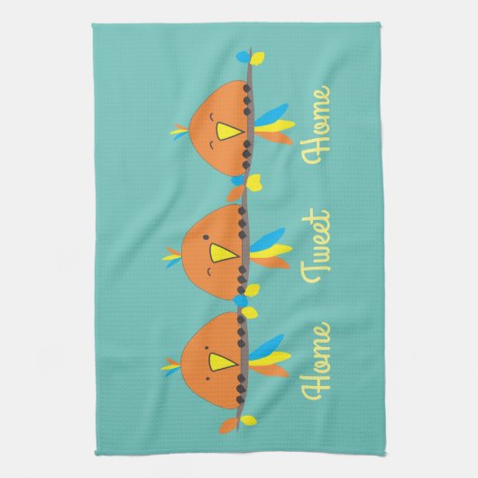 3 Vögel auf einer Wire Zuhause Getweetet Zuhause Geschirrtuch (Vertikal)