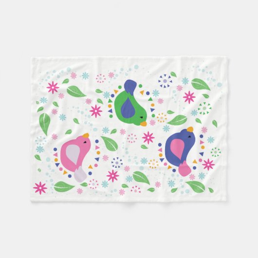 3 Vogel-Kinderdecke Fleecedecke (Vorderseite (Horizontal))