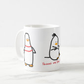 3 Vogel-Tasse - Penguins mit Leute-Problemen Kaffeetasse (Vorderseite Links)