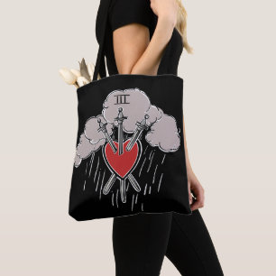 3 von Schwertern Liebe Herz Tarot Illustration Dek Tasche