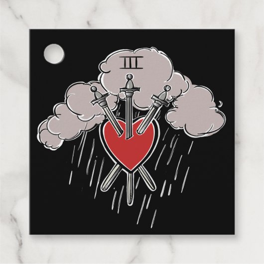 3 von Schwertern Liebe Herzstück Tarot Abbildung D Geschenkanhänger (Vorderseite)