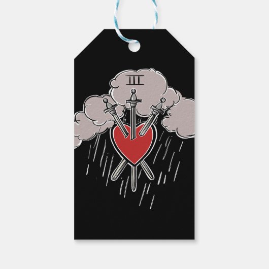 3 von Schwertern Liebe Herzstück Tarot Abbildung D Geschenkanhänger (Rückseite)