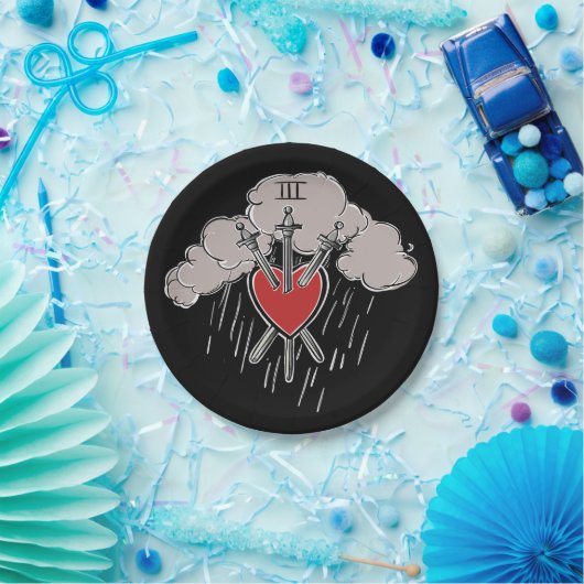 3 von Schwertern Liebe Herzstück Tarot Abbildung D Pappteller (Party)