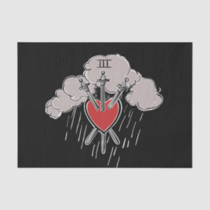 3 von Schwertern Liebe Herzstück Tarot Abbildung D Seidenpapier
