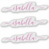 3 Wasserdicht Magenta Pink Script Name Wasserflasc Aufkleber (Vorderseite)