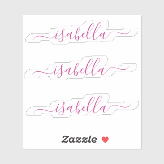3 Wasserdicht Magenta Pink Script Name Wasserflasc Aufkleber (Blatt)