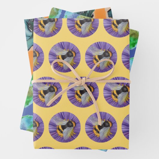 3 Wasserfarben Hummel Erde Betta Fisch Geschenkpapier Set (Beispiel)