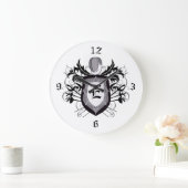 3 Weapons Crest Grey Fencing Clock Große Wanduhr (Zuhause)