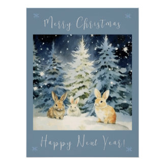 3 Weihnachtsbunnies Poster