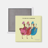 3. Weihnachtsfeiertag (drei französische Hühner) Magnet (Vorderseite/Rückseite)