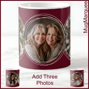 3 Weihnachtsfotos Collage Maroon C31 Mutter Kaffeetasse