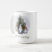 3 Weihnachtsgnomen lassen es schnee Kaffeetasse (Vorderseite Links)