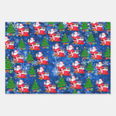 3 Weihnachtsmann mit Schneehintergrund Hübsches Ge Geschenkpapier Set (Vorderseite)